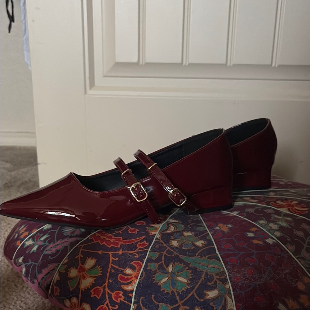 Women's Burgundy Patent Leather Shoes